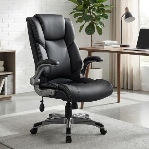 COLAMY Ergonomic Executive Office Chair, High Back Desk Chair with Adjustable Lumbar Support, Flip-Up Armrests & Thick Seat Cushion, 90°–110° Reclining Computer Chair for Home Office,Set of 2 - Image 2