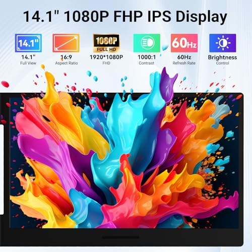 Laptop Screen Extender 14.1" 1080P, Dual Screen Monitor for Laptop 13-17.3" - Image 2