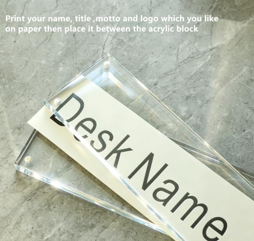 IEEK Acrylic Desk Name Plate, Clear Acrylic Block Nameplate Double Sided Holder, DIY Personalized Name, 2.5x10 Inch - Image 4