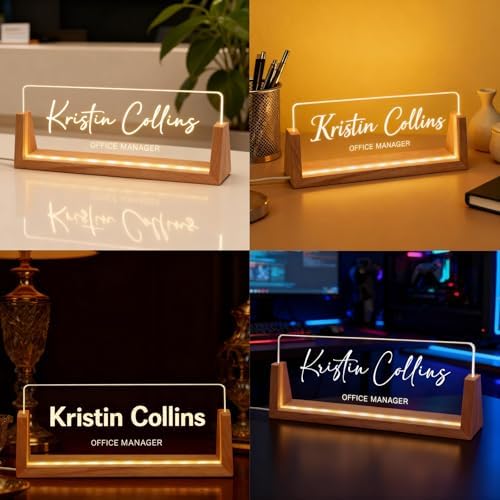 Personalized LED Name Plate for Desk, Light Up Acrylic Office Decor - Image 2