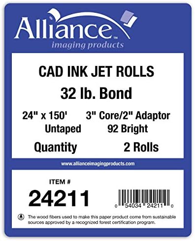Alliance Wide Format Paper 24" x 150' CAD Bond Rolls (32lb | 2 Rolls, 24 In x 150 FT | 3" Core) - Image 4