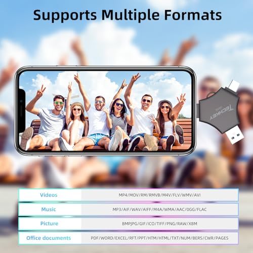 MFi Certified USB 3.0 Flash Drive 256GB for iPhone, 3in1 External Memory Photo Keeper Storage Stick for Picture/Video/Data Saver/Backup, High Speed Thumb/Jump/Hard Drives for iPad/Android/PC (Black) - Image 3