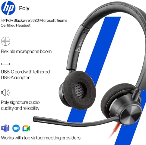 Poly Blackwire 3320 Wired USB Headset with Mic for PC & Work - Image 2