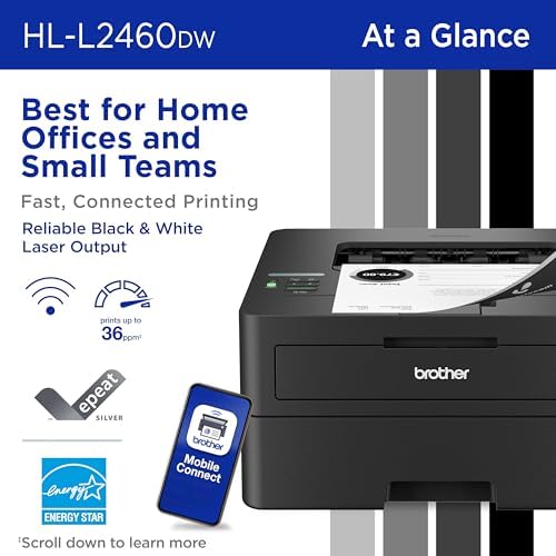 Brother HL-L2460DW Wireless Compact Monochrome Laser Printer with Duplex, Mobile Printing, Black & White Output | Includes Refresh Subscription Trial(1), (Renewed Premium - Refurbished) - Image 2