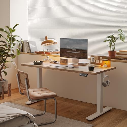 TIQLAB 48 X 24 Inch Height Adjustable Electric Standing Desk, Maple - Image 2