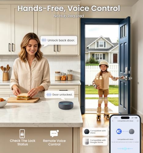Veise VE027-L WiFi Smart Lock with Handles Set for Front Door, Satin Nickel - Image 4