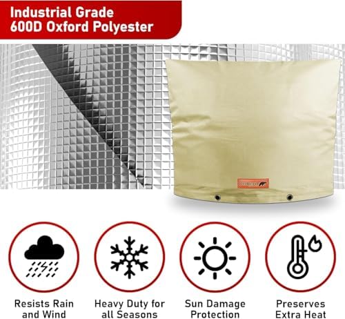 Redford Supply Co. Cold Snap (5°F) Backflow Preventer Insulation Cover, 30"W x 24"H, Pipe Insulation, Water Sprinkler Covers for Outside, Sprinkler Backflow Cover for Winter, Well Pump Bag (Beige) - Image 6