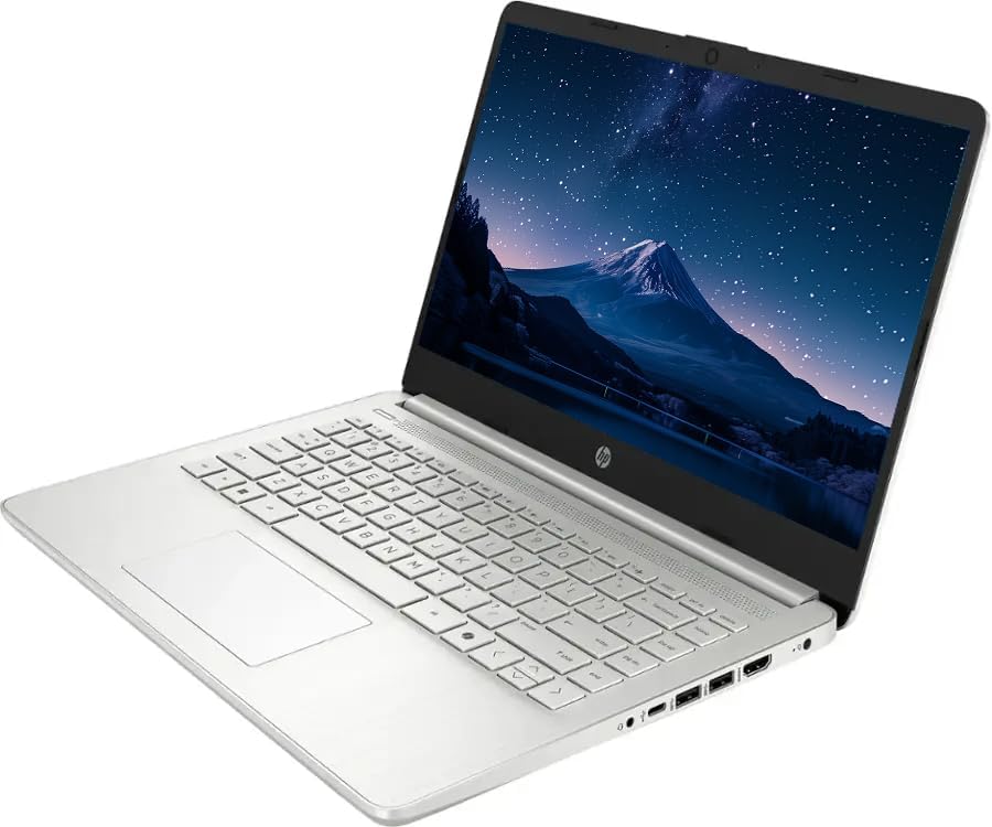 HP 14" Business Laptop Computer with Microsoft Office 365, 4-Core Intel Processor, 128GB Storage, 4GB RAM, Windows 11, SageNova Earphones, Natural Silver - Image 2