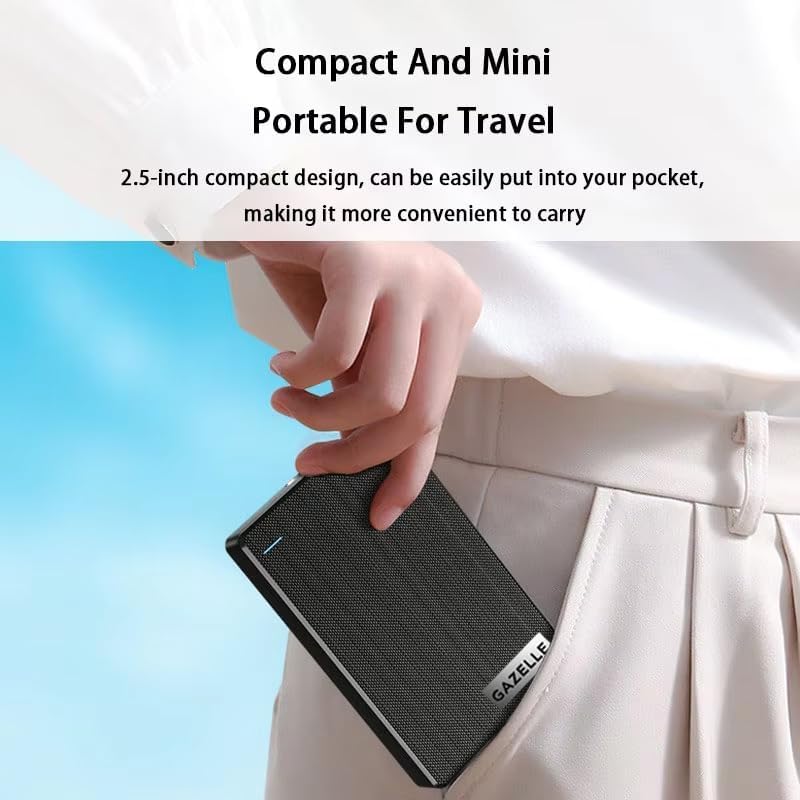 GAZELLE High-Speed 1TB Ultra Slim Portable External Hard Drive - 2-in-1 Type C & USB 3.0, Compatible with PC, Mac, Laptop, PS4, Xbox, iPad, Tablet, Mobile (Black) - 1 Year Warranty - Image 5