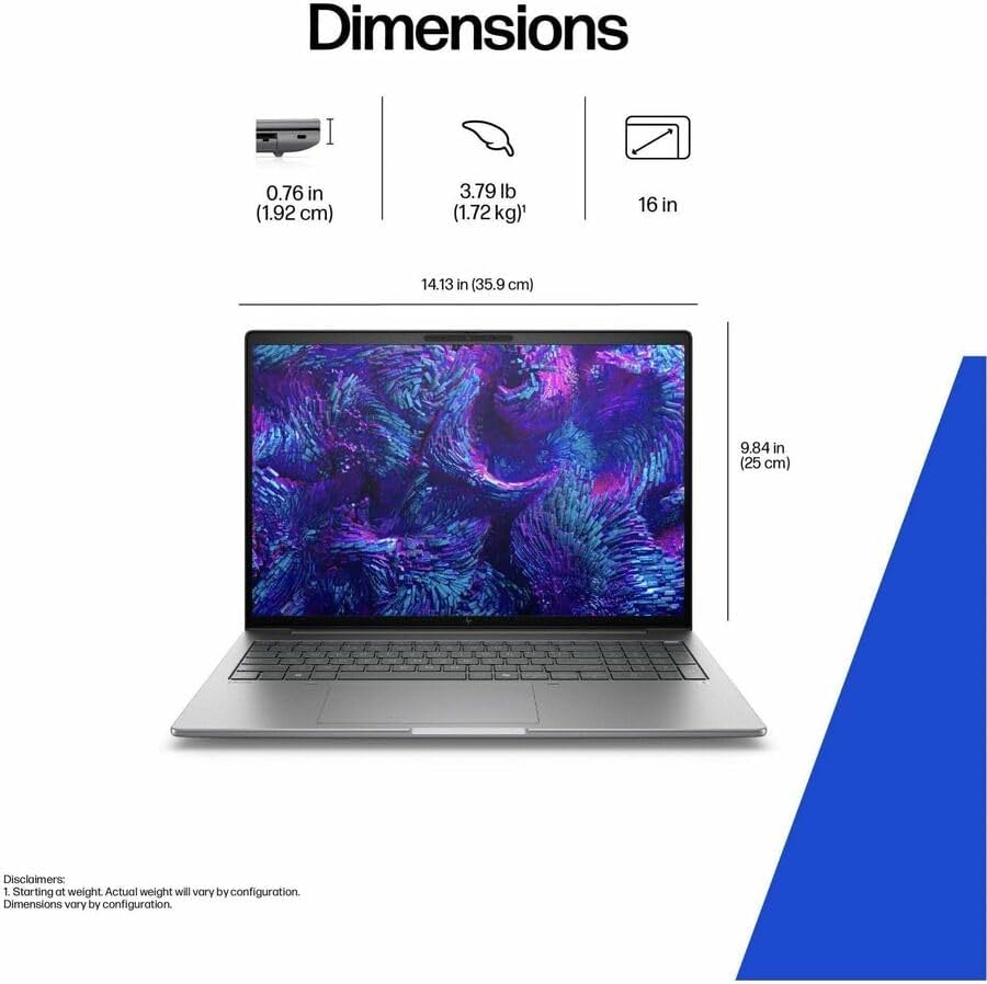 HP ZBook 8 G1i 16" Mobile Workstation - WUXGA - 60 Hz - Intel Core Ultra 7 255H - 16 GB - 512 GB SSD - English Keyboard - Meteor Silver - Intel Chip - 1920 x 1200 - Windows 11 Pro - NVIDIA RTX 500 Ada - Image 3