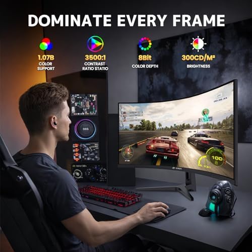 CRUA 34" WQHD 240Hz Ultrawide Curved Gaming Monitor, 1500R, FreeSync, Black - Image 4