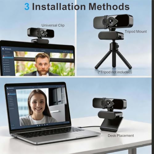 4K Webcam with USB C Adapter Privacy Cover Microphone for PC Mac Laptop - Image 7