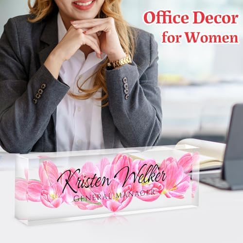Custom Office Name Plate for Desk - Desk Name Plate Personalized Gifts for Coworkers, Boss, Employees, Teacher, Nurse - Office Desk Decor for Women Men - Employee Appreciation Gifts (Pink Lotus) - Image 5