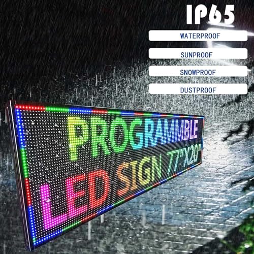 HS Programmable Scrolling Led Sign, Digital Signs Outdoor Waterproof ,Electronic Message Display Board ,Open neon Signs, Full Color High Brightness Big P10 77’’x20’’for Business Store Advertisement Public, APP control - Image 5
