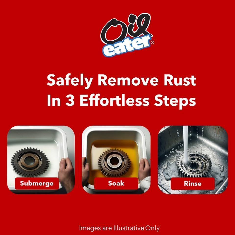 Oil Eater Overnight Rust Remover - Safe & Easy Soak for Tools, Auto Parts, Antiques, 32oz Concentrate - Makes 1-Gallon - Image 4