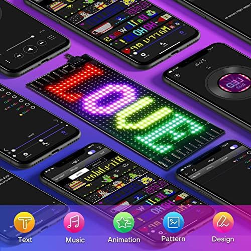 RAYHOME LED Sign for Car, 7''x3''Flexible LED Matrix Panel USB 5V Bluetooth Application Control DIY Programmable Scrolling Sign for Car Party Wedding Festival - Image 3