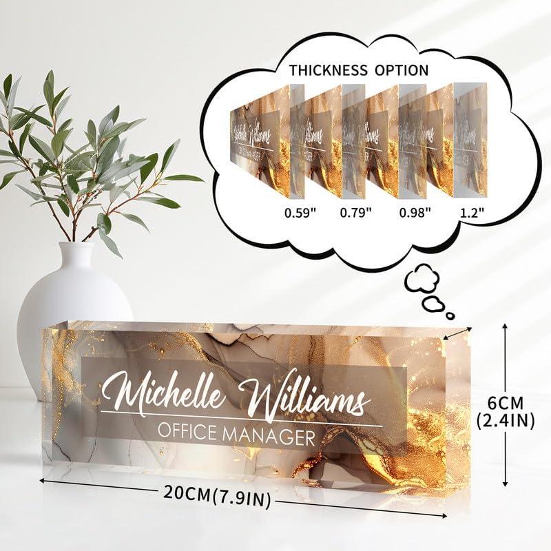 Desk Name Plate Personalized Name Plate for Desk, Office Desk Decor, 3D Style Personalized Plaque Name Plates for Desks Custom Appreciation Gifts for Boss Lady Employee Coworkers (Golden Rock) - Image 4