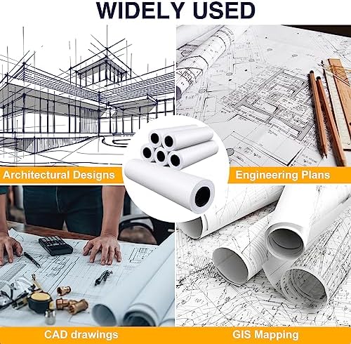 VOISEN Wide Format Paper,6 Rolls Plotter Paper 24 In x 150 Ft, CAD Bond Rolls,20lb,Bond Paper on 2" Core for CAD Printing on Wide Format Ink Jet Printers - Image 4