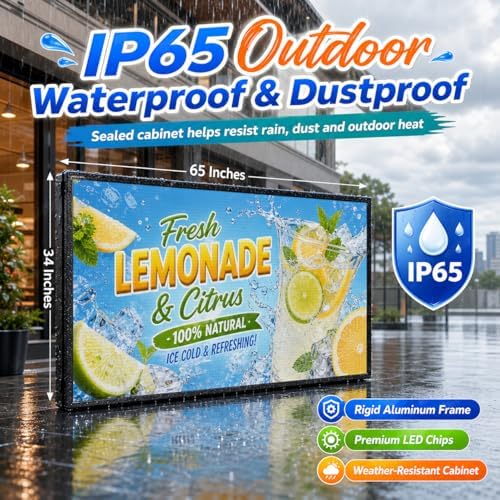 P5 Outdoor Full-Color Programmable LED Sign 65” × 34” High-Brightness Digital Display with WiFi & USB Control, Scrolling Message Board for Business Advertising, Text/Image/Video, IP65 Waterproof - Image 5