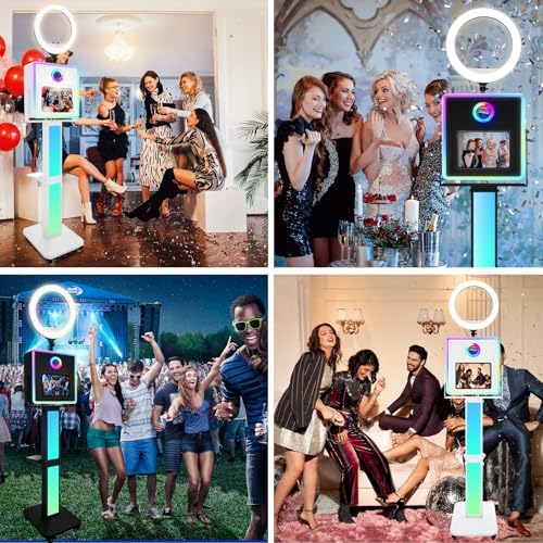 Photo Booth for iPad 10.2" 10.9" 11" 12.9" & Camera,2-in-1 Selfie Station Shell Stand Camera Photobooth Machine,App Control RGB Fill Light,for Parties,Rental Business (Black + Flight Case) - Image 5