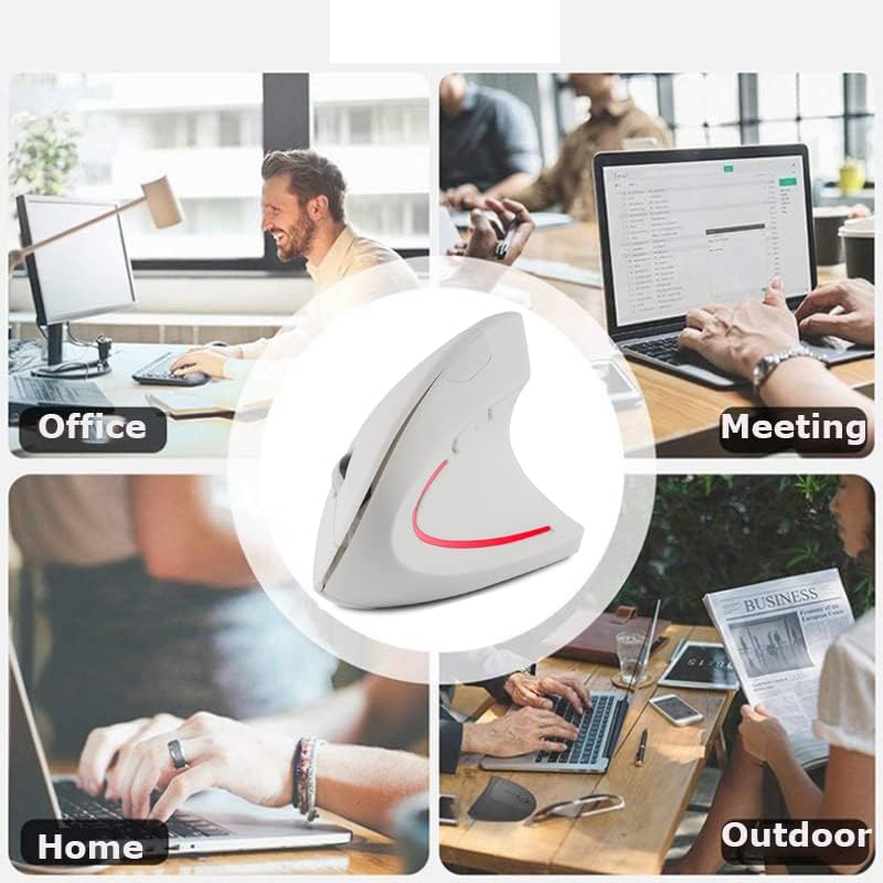 Wireless Mouse Ergonomic Vertical Ergo High Presion Optical Lightweight Cordless LED Light Cute Wireless Mice for Laptop Computer Mac Office Girl Boy Women Men Gift,800/1200/1600 DPI,6 Buttons - Image 3