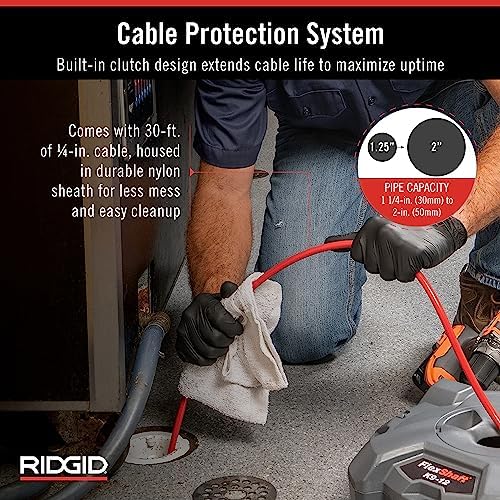 RIDGID 74978 K9-12 FlexShaft 1/4" x 30' Wall-to-Wall Professional Drain Cleaning Machine, Compact Drain Cleaner for 1-1/4" to 2" Pipes - Image 6