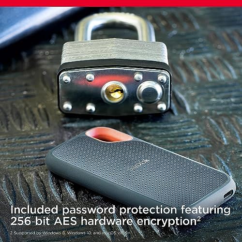 Sandisk 4TB Extreme Portable SSD, Up to 1050MB/s, USB-C, USB 3.2 Gen 2, IP65 Water and Dust Resistance, Updated Firmware, External Solid State Drive, SDSSDE61-4T00-G25 - Image 6