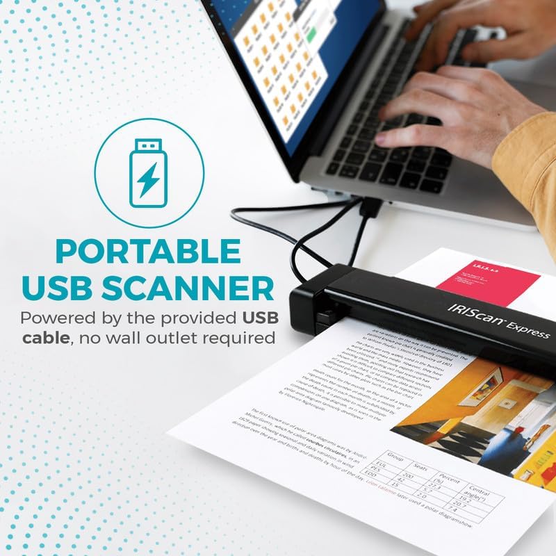 IRIScan Express 4 Black Compact Portable USB Simplex Document Scanner, 8 PPM for Contracts, Invoices and Business Cards, Compatible with Windows, Readiris PDF Included - Image 4