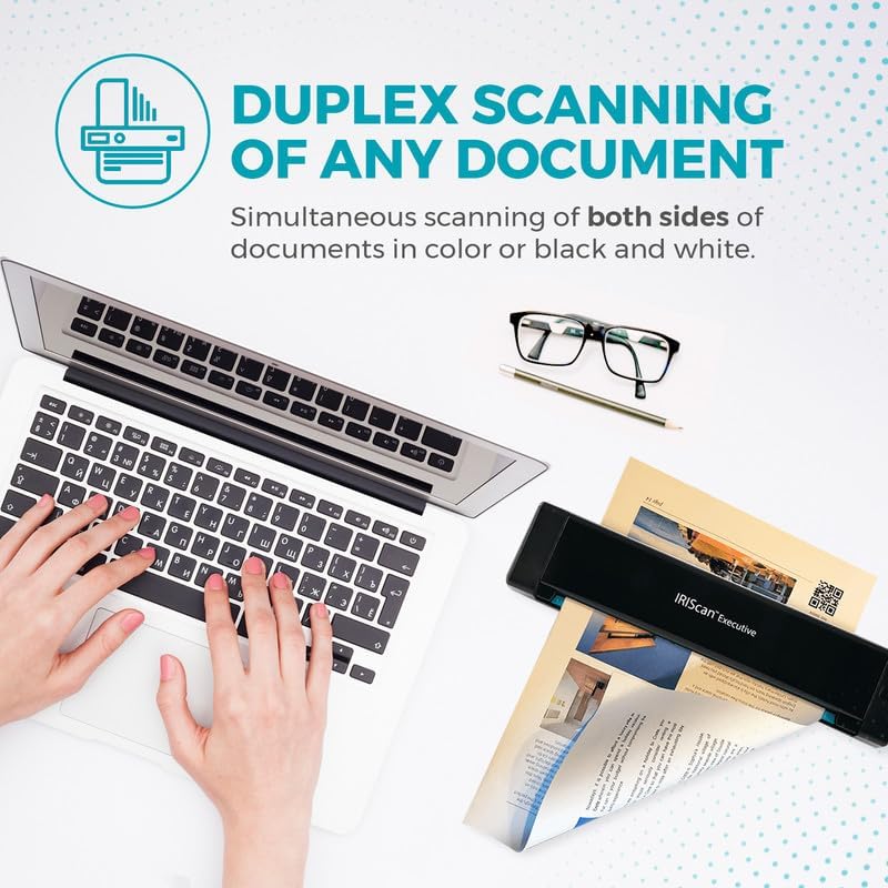IRIScan Executive 4 Pro Black Portable Duplex Scanner, 8 PPM USB Document and Receipt Scanner for Windows, Readiris PDF Included - Image 2