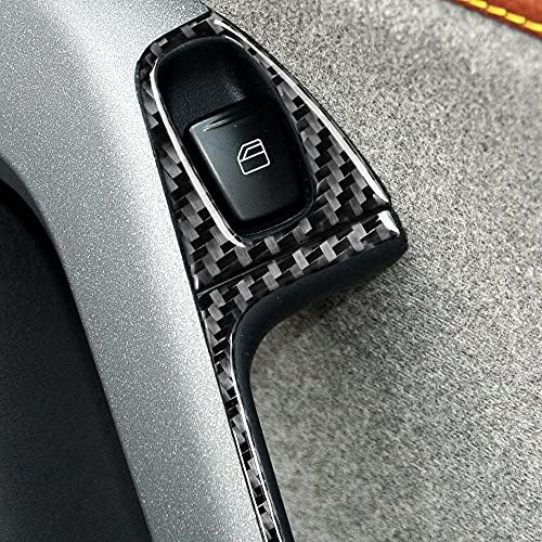 Real Black Carbon Fiber Car Window Lift Switch Control Panel Decoration Trim Sticker Compatible with Benz Smart Fortwo 2011 2012 2013 2014 2015 Auto Interior Accessories 5pcs-Type B - Image 4