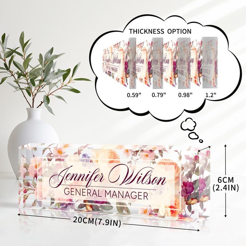 Desk Name Plate Personalized Name Plate for Desk, Office Desk Decor, 3D Style Personalized Plaque Name Plates for Desks Custom Appreciation Gifts for Boss Lady Employee Coworkers (Rosebud) - Image 4