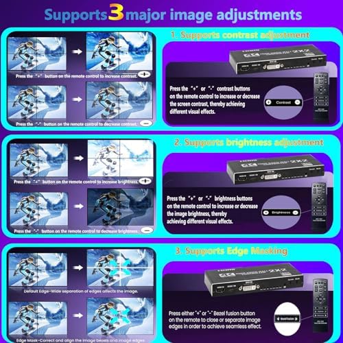 4K 2x2 HDMI/DVI/USB-C Video Wall Controller 4-Channel TV Wall Processor Support 1HDMI/DVI/Type-C USB In 4HDMI＋1SPDIF Audio Out 90°/180° Rotate RS232 IR Remote 8 Splicing Modes 4×1 3×1 2×1 1×4 1×3 etc. - Image 5