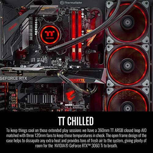 Thermaltake Shadow 360i Liquid-Cooled PC (AMD Ryzen 5 3600, RTX 3060 Ti, 16GB RGB 3000Mhz DDR4 ToughRAM RGB Memory, 1TB NVMe M.2, WiFi, Win 10 Home) Gaming Desktop Computer P3BK-B450-S36-LCS - Image 5