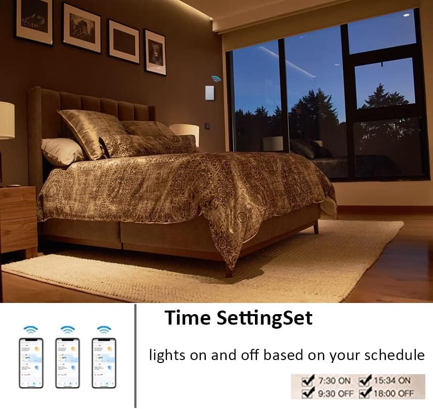 Wireless 2.4GHz Tuya WiFi Smart Light Touch Wall Switch Compatible with Alexa and Google Home for Lamp, Neutral Wire Required, No Gateway Required.Us Standard Electrical(2 Gang White) - Image 4