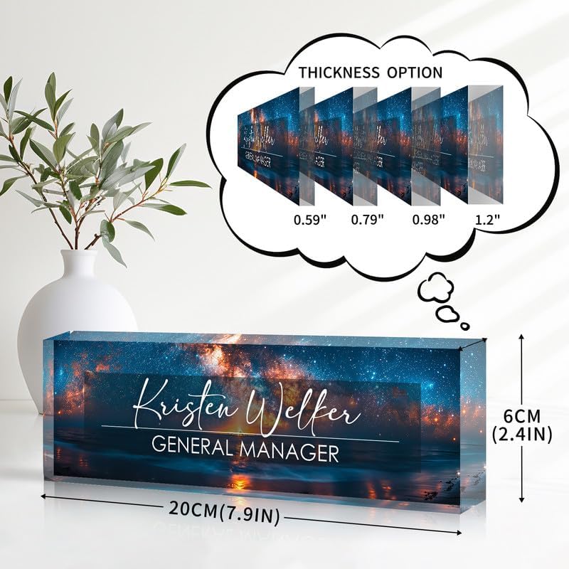 Desk Name Plate Personalized Name Plate for Desk, Office Desk Decor, 3D Style Personalized Plaque Name Plates for Desks Custom Appreciation Gifts for Boss Lady Employee Coworkers (Vast Celestial) - Image 4