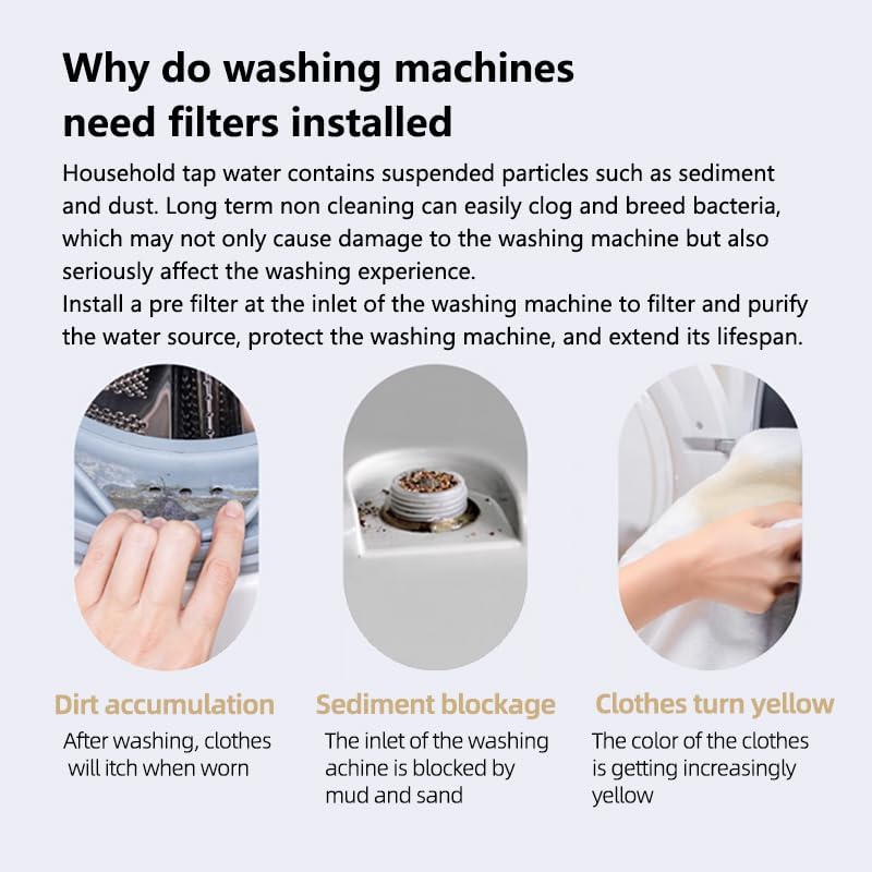 Generic Durable 304 Stainless Steel Whole House Washing Machine Sediment Filter - BPA-Free, Maintenance-Free Inline Filter with Stainless Steel Lids for Improved Laundry and General Home Use, T45-4 - Image 4