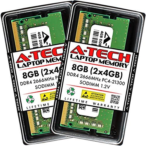 A-Tech DDR4 RAM 8GB Kit (2x4GB) 2666MHz PC4-21300 SODIMM Laptop Memory by A-TechComponents