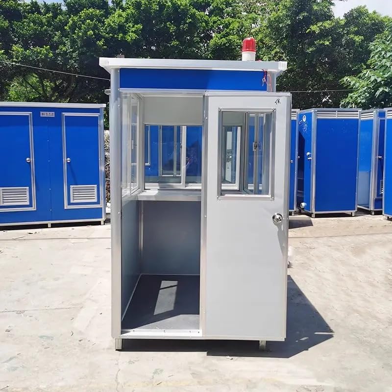 (4x4x7.5ft) Portable Security Guard Cabin, Outdoor Modern Security Booth with Alarm Light(Blue Colour)- Extra Thick Metal Sheets - Image 3