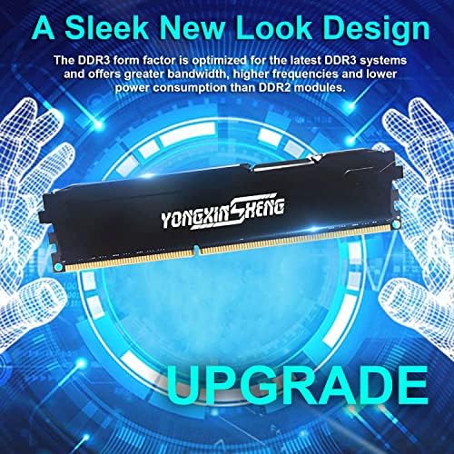 Yongxinsheng 16GB (8GBx2) DDR3 1866MHz (PC3 14900) CL13 Desktop Memory 240Pins 1.5V Non-ECC Unbuffered Ddr3 UDIMM RAM - Black - Image 2