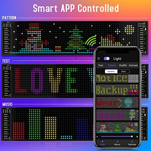RAYHOME Scrolling Bright Advertising LED Signs, Flexible USB 5V LED Car Sign Bluetooth App Control Custom Text Pattern Animation Programmable Display for Store Car Bar Hotel (15''x4'') - Image 4