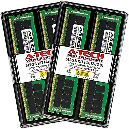 A-Tech 512GB Kit (4x128GB) RAM for Lenovo ThinkStation P620 | DDR4 3200MHz PC4-25600 ECC RDIMM 2S2Rx4 (4Rx4) Registered Server Memory Upgrade by A-TechComponents