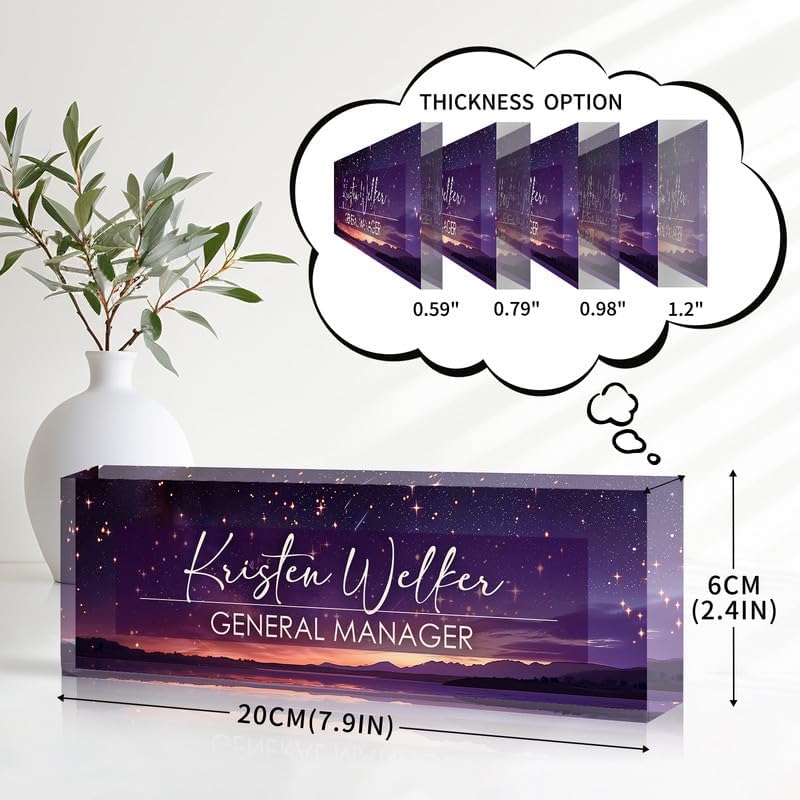 Desk Name Plate Personalized Name Plate for Desk, Office Desk Decor, 3D Style Personalized Plaque Name Plates for Desks Custom Appreciation Gifts for Boss Lady Employee Coworkers (Purple Night) - Image 4