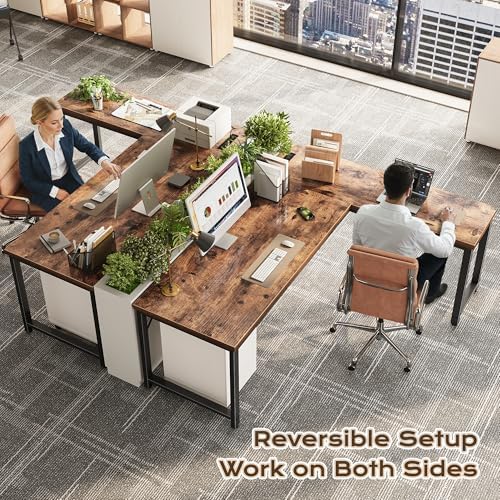 Huuger 63 Inch L Shaped Desk with Power Outlets & 0.95 Inch Thicker Desktop - Image 2