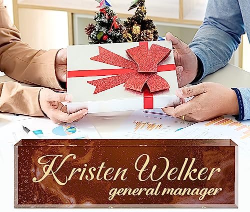 Name Plate for Desk, Desk Name Plate Personalized, Office Decor for Women Men, Acrylic Desktop Accessories, Office Appreciation Gifts for Boss Social Workers Nurse Teacher Employee (Deep Red) - Image 5