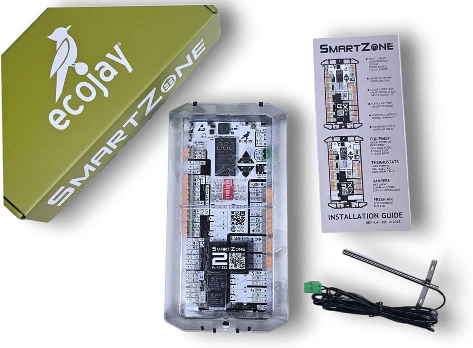 SmartZone-2: Single-Stage, 2-Zone Controller KIT w/ Temperature Sensor - Replace Honewell, ewc, zonefirst HVAC Zone Control Panels - Image 3