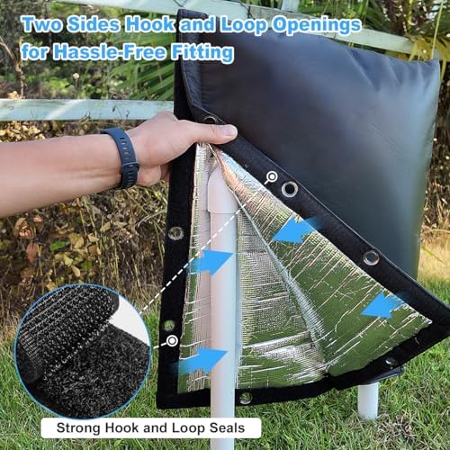 Heavy Duty Backflow Insulation Cover, Winter Freeze Protection, Five-Layer Waterproof Design, Easy Velcro Installation with Grommet Holes, 24''W x 24''H- Black - Image 4