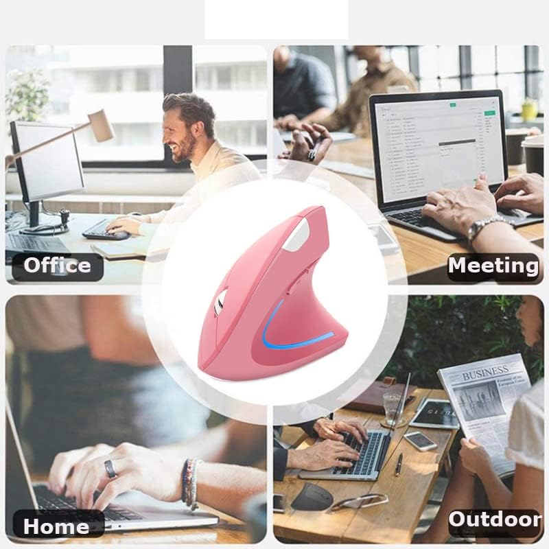 Wireless Mouse Ergonomic Vertical Ergo High Presion Optical Lightweight Cordless LED Light Large Cute Wireless Mouse for Laptop Computer Mac Office Girl Boy Adults Gift , 800/1200/1600 DPI, 6 Buttons - Image 3