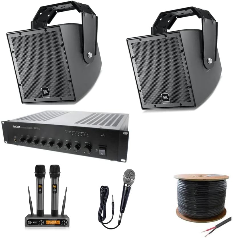 Public Address System Outdoor Weatherproof PA Sound System KIT w/2 Stadium Speakers for Baseball Fields and More Sports Venues. by Unknown