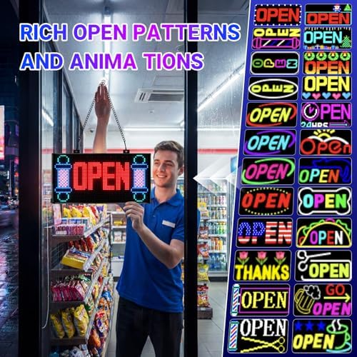RAYHOME Dual Row Programmable LED Sign, 13"x8" Colorful Bright Advertising Open Signs for Business, Electric Scrolling LED Display with Remote for Business Store Bar Hotel - Image 2