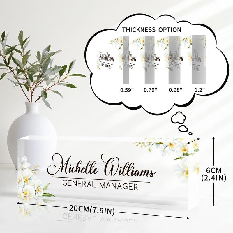 Desk Name Plate Personalized Name Plate for Desk, Office Desk Decor, 3D Style Personalized Plaque Name Plates for Desks Custom Appreciation Gifts for Boss Lady Employee Coworkers (Phalaenopsis Orchid) - Image 4